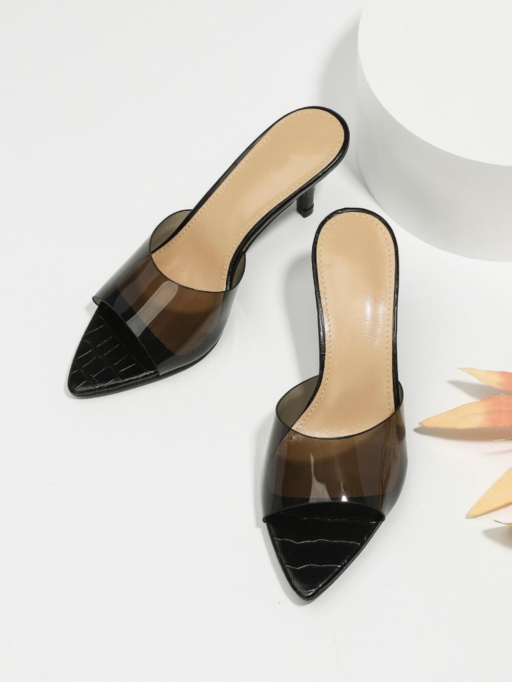 Black Sexy Women's Pointed Toe Slip-On High Heel Sandals - Picture 4 of 4